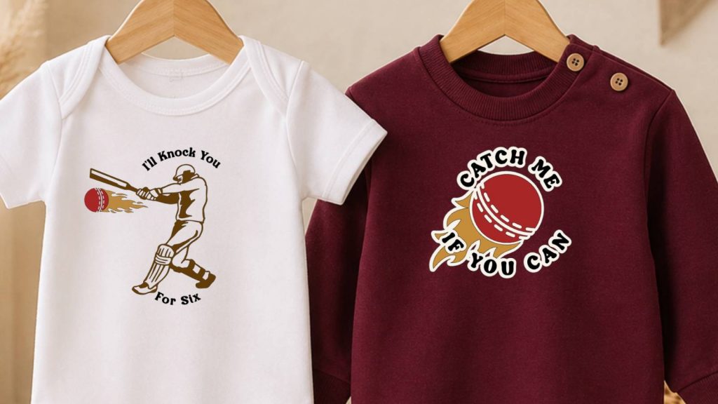 Personalised cricket gift set, bodysuit and sweatshirt